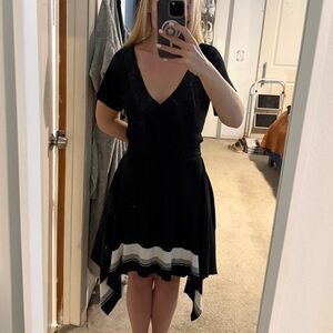 Cosette Elegant Black and White Women's sweater Dress